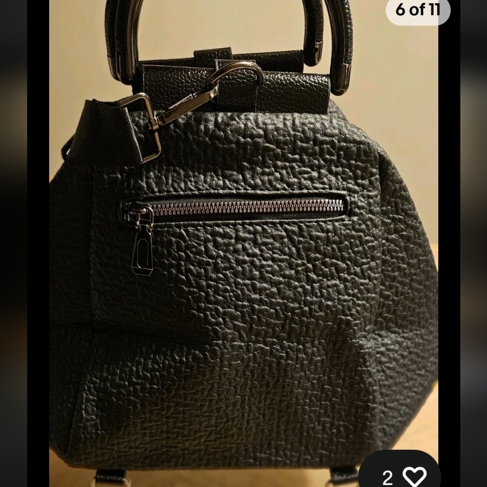 New Jingpin Black Multifunctional Backpack Crossbody Duffle FauxLeather - Picture 6 of 12
